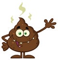 Funny Poop Cartoon Character Waving For Greeting