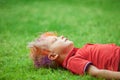 Funny portrait of happy hipster boy with messy colorful hair Royalty Free Stock Photo