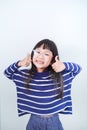 Funny portrait girl studio photo. Royalty Free Stock Photo