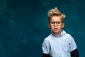 Funny portrait of little child with eyeglasses Royalty Free Stock Photo