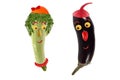 Funny portrait made of zucchini, eggplant and fruits