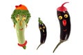 Funny portrait made of zucchini, eggplants and fruits