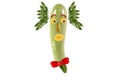 Funny portrait made of zucchini and fruits.