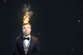 Funny portrait of a man with burning hair Royalty Free Stock Photo