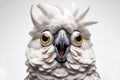 Funny Portrait of surprised Major Mitchells cockatoo with bulging big eyes on solid white background. ai generative Royalty Free Stock Photo