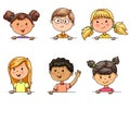 Funny portraits children different nationalities hold banner Royalty Free Stock Photo