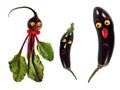 Funny portraits made of beet and eggplants Royalty Free Stock Photo
