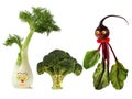 Funny portraits made from beet, fennel and broccoli Royalty Free Stock Photo