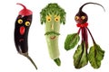 Funny portraits made of beets, eggplant and zucchini Royalty Free Stock Photo