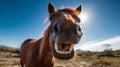 Funny Positive Happy Horse Laughing. Ai Generated
