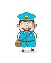 Funny Postboy Laughing Face Vector Illustration