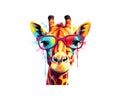 Funny poster. Portrait of a Giraffe. Vector illustration design