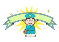 Funny Postman with Banner Vector