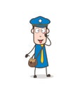 Funny Postman Showing Eyes and Tongue for Medical Checkup