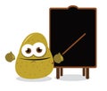 Funny potato and a blackboard
