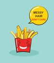 Funny potato chips character with funny quote. Cartoon face food emoji. Funny food concept.