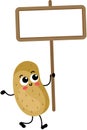 Funny potato holding a blank signboard