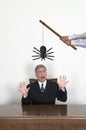 Funny Practical Joke in a Business Office on a Worker Royalty Free Stock Photo