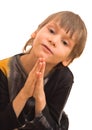 Funny prayer boy Royalty Free Stock Photo