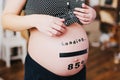 Funny pregnant woman belly. Pregnant woman. Family waiting for baby. Royalty Free Stock Photo