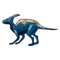 Funny prehistoric Hadrosaurs dinosaurus. Ancient wild monsters reptiles cartoon style. Vector isolated