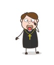 Funny Priest Showing Eyes and Tongue Vector Concept