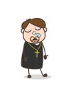 Funny Priest Sleepy Face Vector Illustration