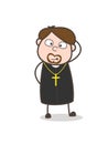 Funny Priest Tongue-Out Face Vector