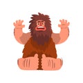 Funny primitive caveman, stone age prehistoric man character cartoon vector Illustration on a white background Royalty Free Stock Photo