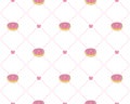 Funny princess pattern with geometrical structure and sweet donuts. Donut sweets princess pattern, cute teen fashion