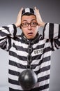 Funny prisoner in chains isolated on gray Royalty Free Stock Photo