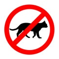 Funny prohibited road sign cats icon isolated