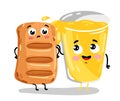 Funny puff pastry and lemonade cartoon characters Royalty Free Stock Photo