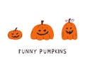 Funny pumpkin character vector set
