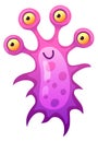 Funny purple monster. Microbe or alien creature mascot Royalty Free Stock Photo