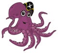 Happy octopus in pirat`s hat Royalty Free Stock Photo