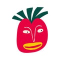 Funny quirky charming red apple with face with handles and legs.