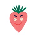 Funny quirky charming strawberry with a funny face and big eyes