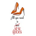 Funny Quotation on White background and stiletto shoes