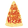 Funny quote on pizza slice.