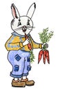 Funny rabbit with carrots