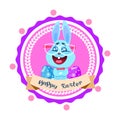Funny Rabbit And Colored Eggs At Happy Easter Icon Isolated Royalty Free Stock Photo