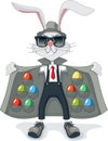 Funny Rabbit with Contraband Easter Eggs Vector Cartoon