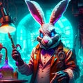 Funny rabbit with magic elixir in his hands. 3d rendering AI Generated