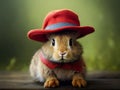 Funny rabbit portrait with hat