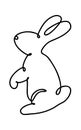 Funny rabbits. Easter bunny continuous one line drawing. Black and white contour. Vector illustration.