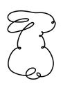 Funny rabbits. Easter bunny continuous one line drawing. Black and white contour. Vector illustration.