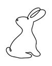 Funny rabbits. Easter bunny continuous one line drawing. Black and white contour. Vector illustration.