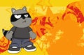 Grumpy funny raccoon kid cartoon background