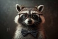 Funny raccoon wearing pair of oversized glasses and bowtie, posing for camera Royalty Free Stock Photo